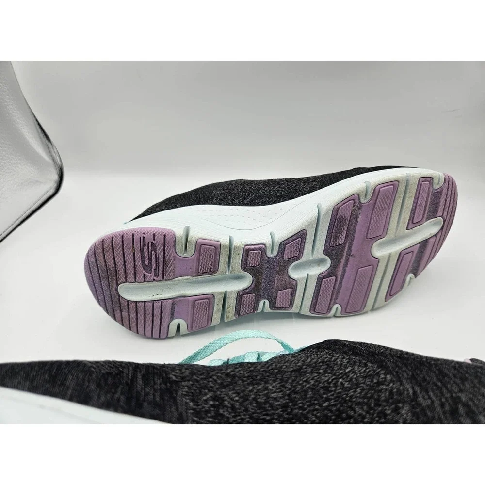 Skechers Women's Arch Fit Comfy Wave‎ Gray Purple Blue Laces Size 7
